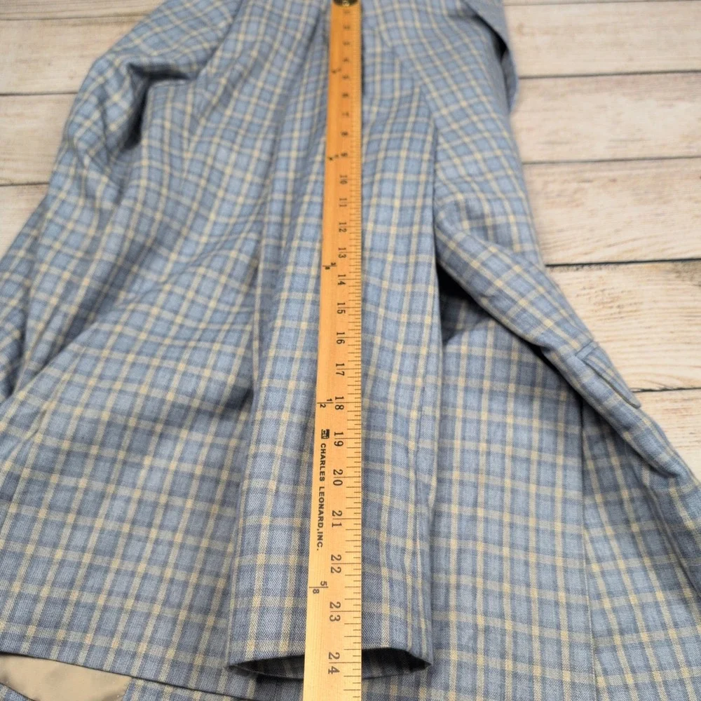 Alan Flusser Mens‎ 38R Blue Plaid Two Button Blazer Sport Coat